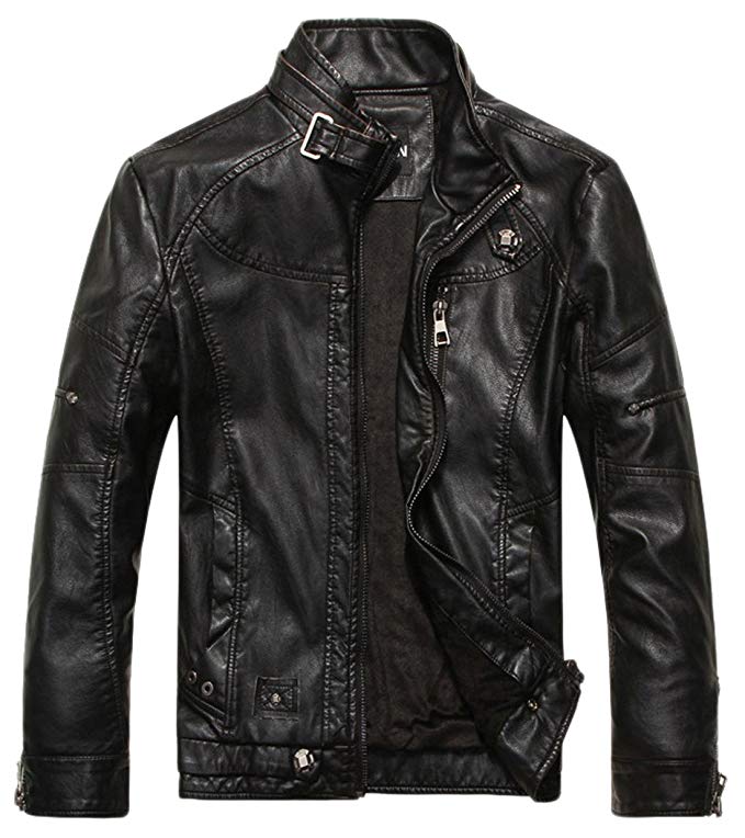 vintage-stand-collar-black-leather-jacket