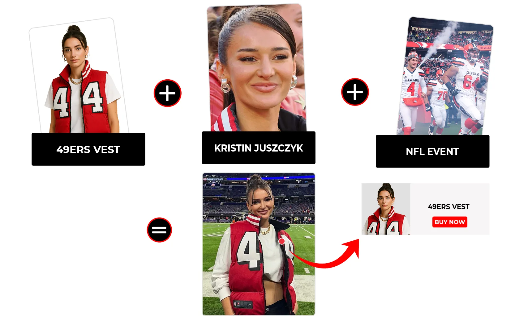 kristin-juszczyk-49ers-red-white-puffer-vest-at-nfl-event