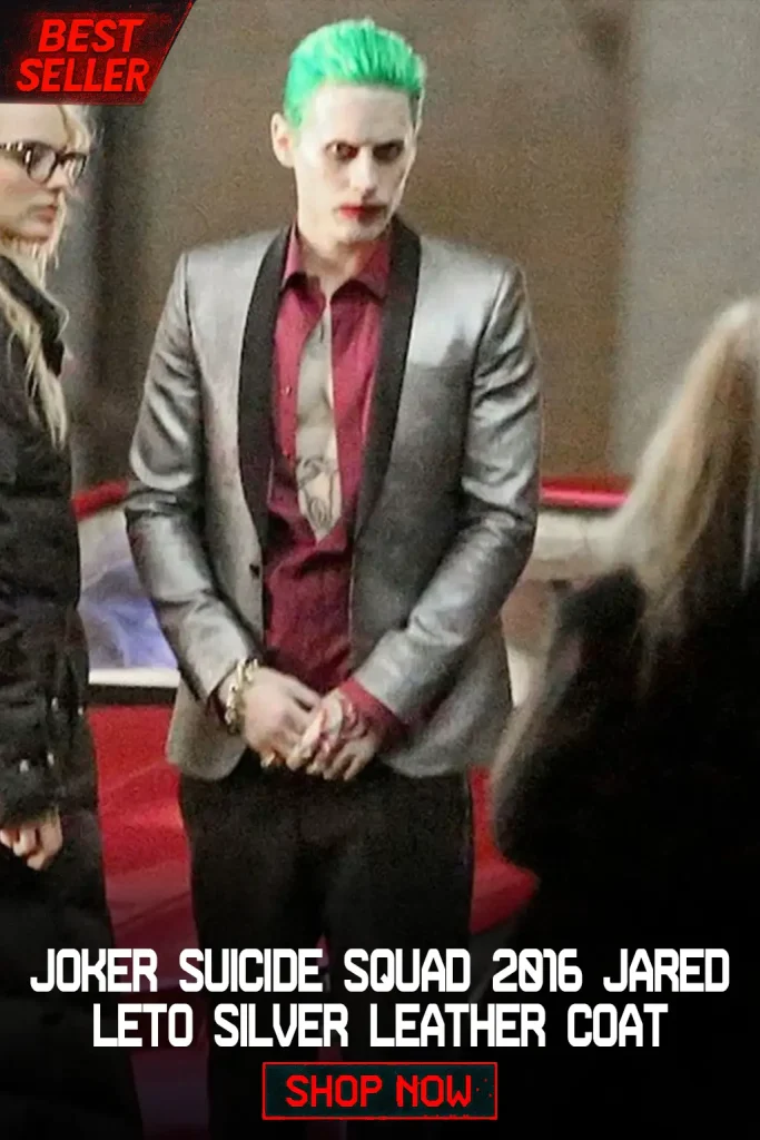 Joker Suicide Squad Jared Leto Silver Leather Coat