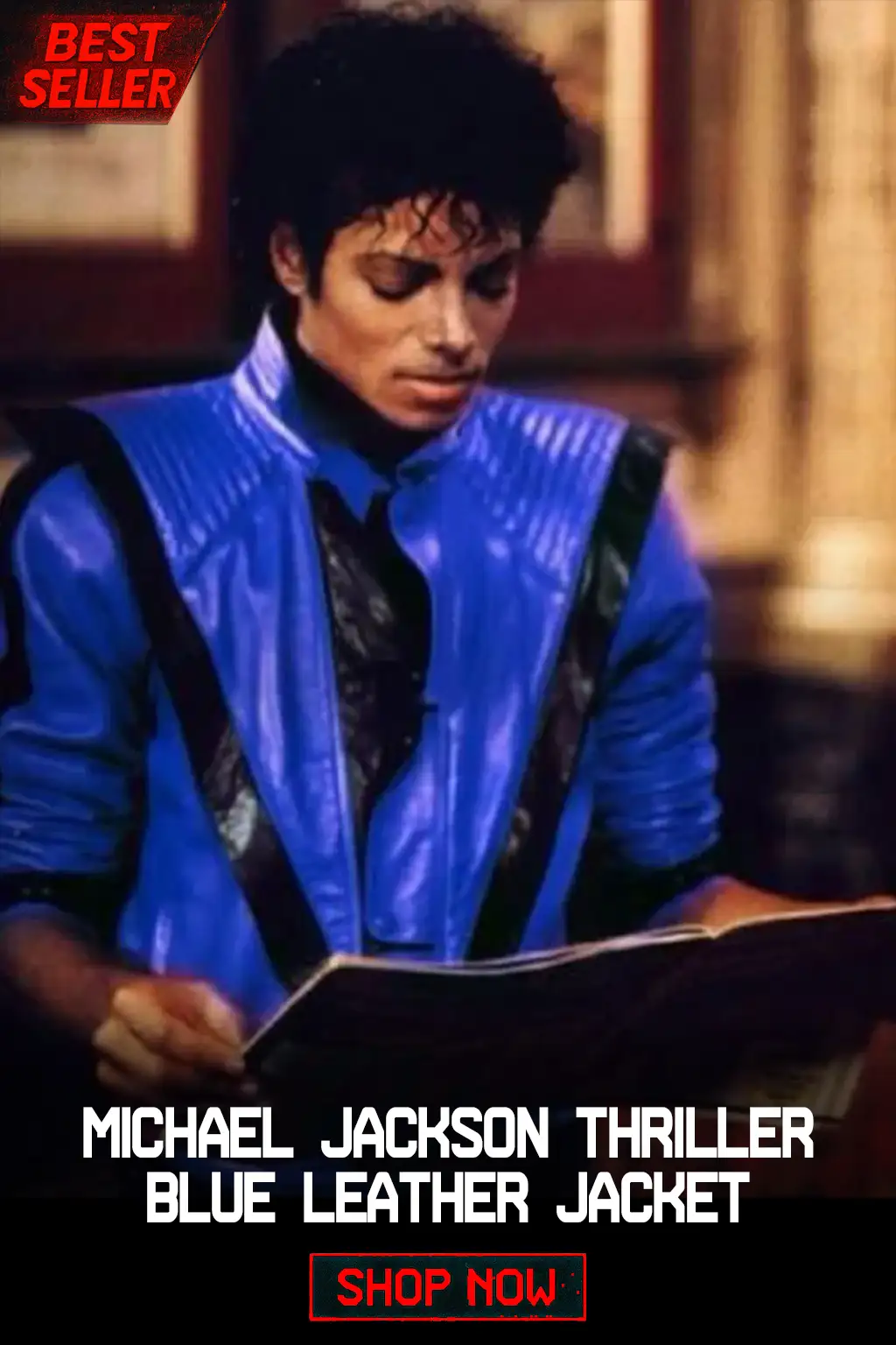 Michael Jackson Thriller Blue Leather Jacket