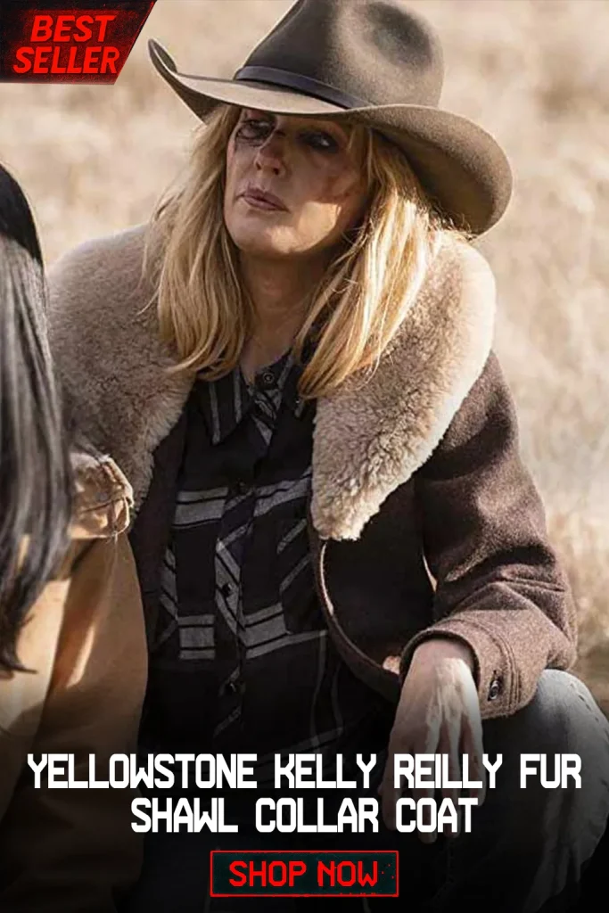Yellowstone Kelly Reilly Fur Shawl Collar Coat