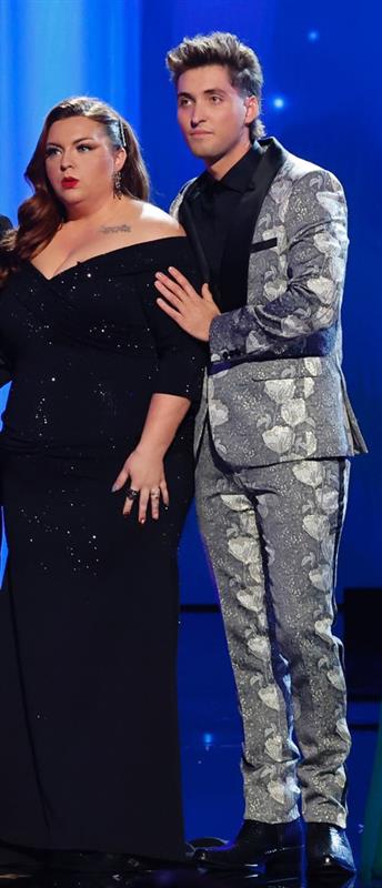 The Voice Season 28 Episode 18 Dek of Hearts Grey Printed Suit
