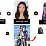 hustlers 19 constance wu faux fur denim coat