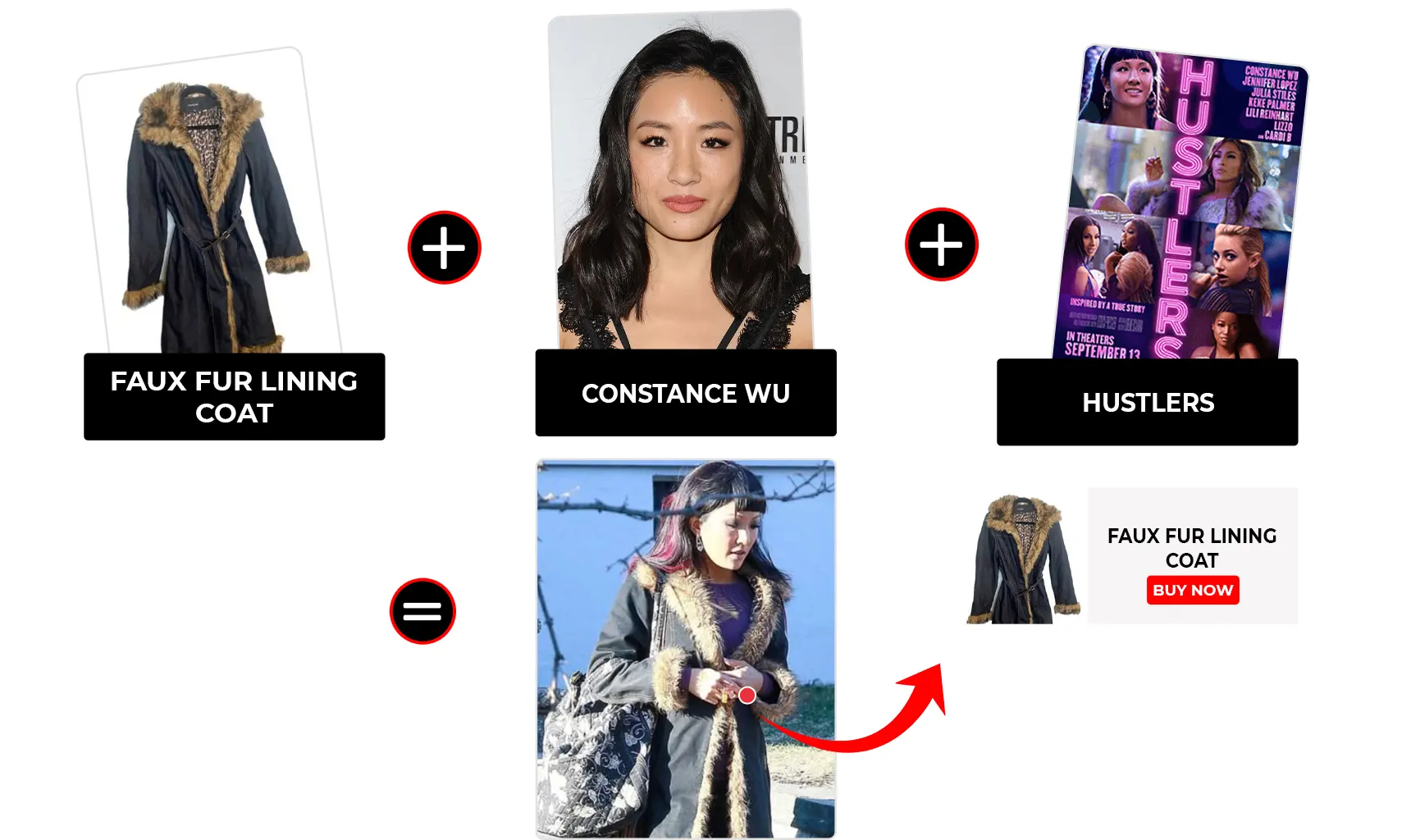 hustlers 19 constance wu faux fur denim coat