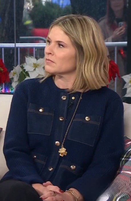 The Today Show December 5 Jenna Bush Hager Blue Button Up Cardigan