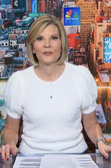 NBC News Daily December 2025 Kate Snow Cropped Puff Sleeve Sweater