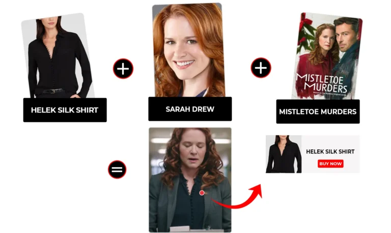 Mistletoe Murders Season 02 Episode 01 Sarah Drew Helek Silk Shirt