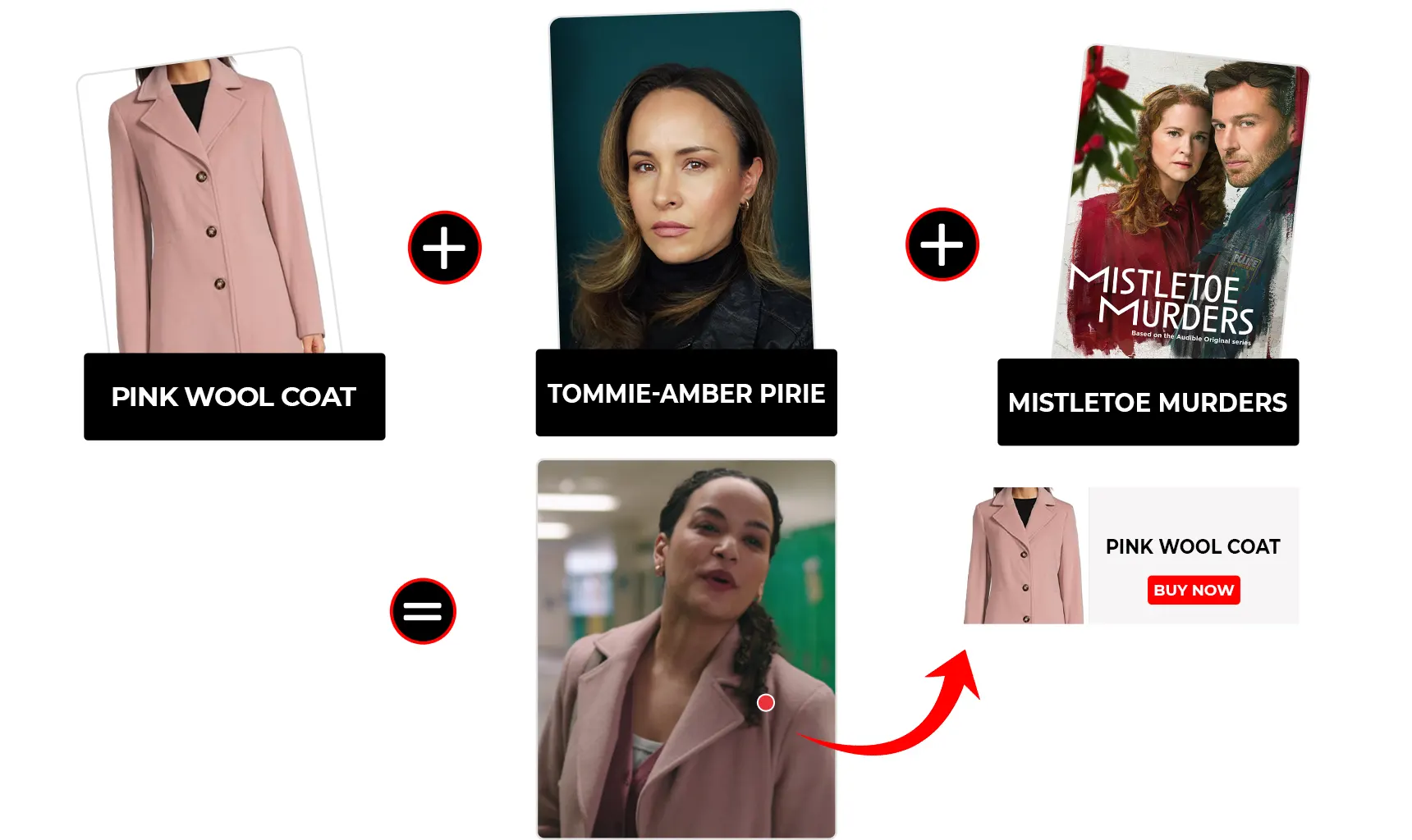 Mistletoe Murders s02 e01 Tommie-Am­ber Pirie Pink Wool Coat