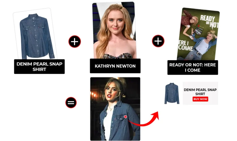 Ready or Not: Here I Come Kathryn Newton Denim Pearl Snap Shirt