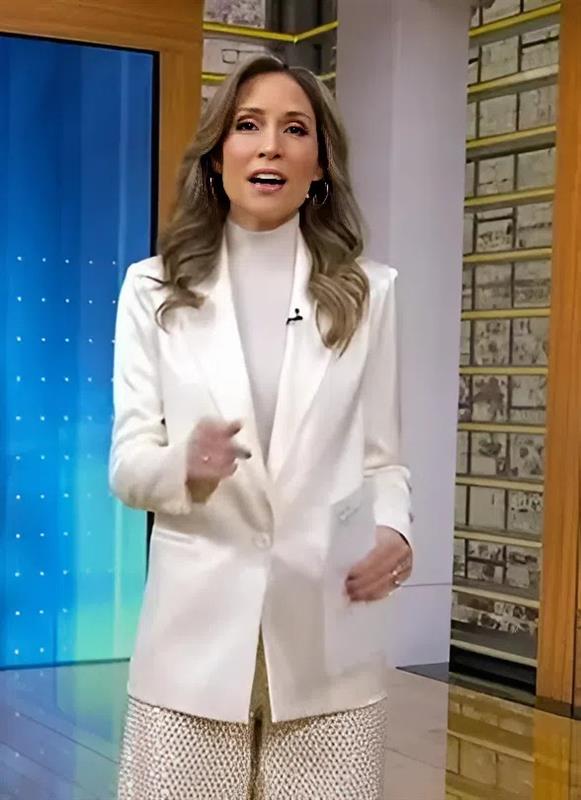 Good Morning America December 2025 Rhiannon Ally White Satin Blazer