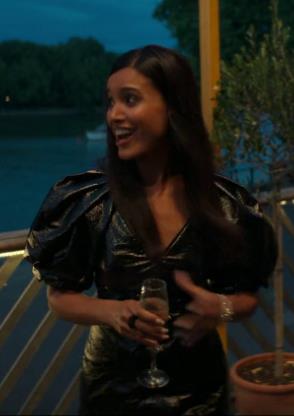 Little Disasters Season 01 Episode 03 Shelley Conn Faux Leather Crinkle Mini Dress