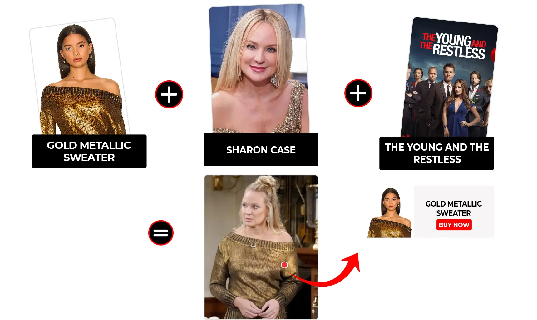 the young and the restless december 2025 sharon case metallic gold sweater