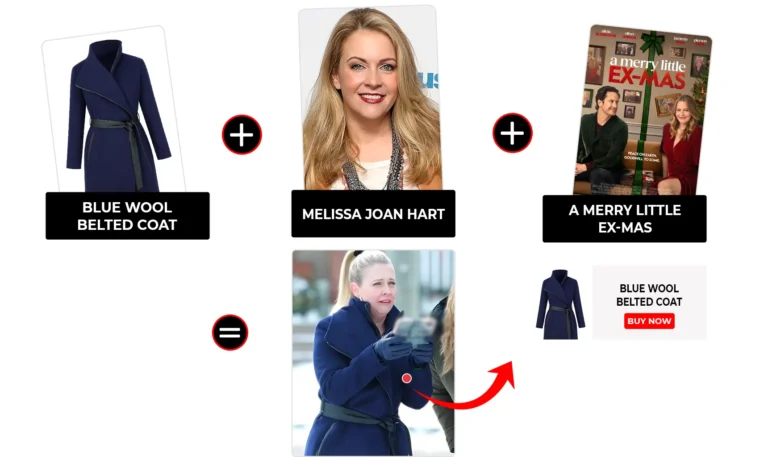a merry little ex mas melissa joan hart blue belted wool coat