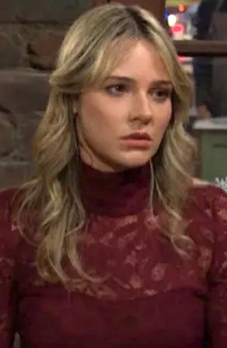 The Young and the Restless December 2025 Cait Fairbanks Burgundy Lace Dress