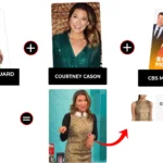 cbs mornings december 2025 courtney cason gold jacquard dress