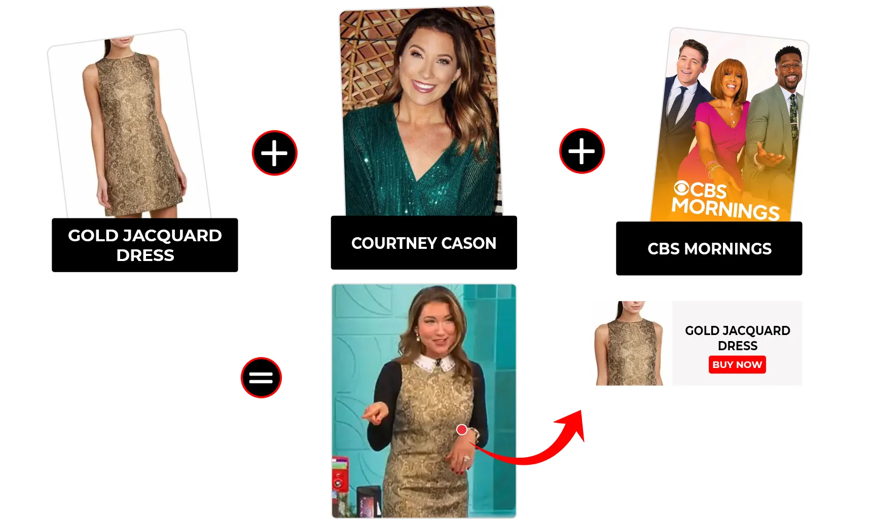 cbs mornings december 2025 courtney cason gold jacquard dress
