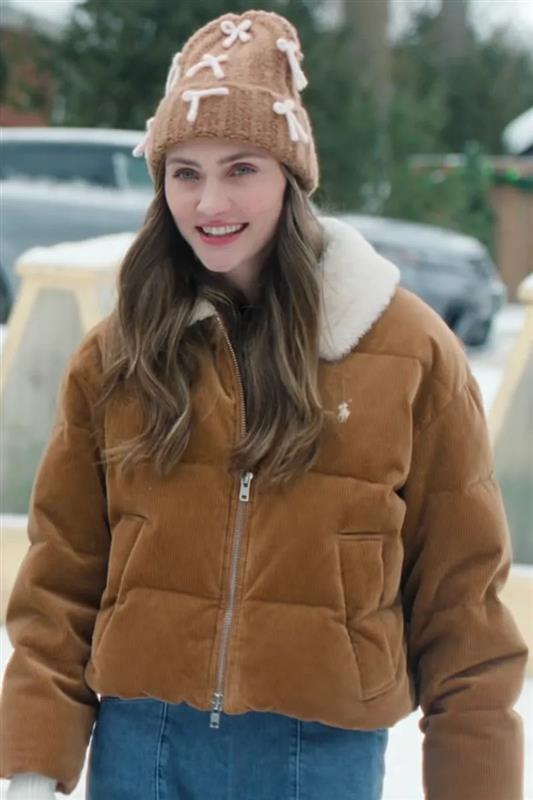 A Merry Little Ex-Mas Emily Hall Brown Corduroy Puffer Jacket