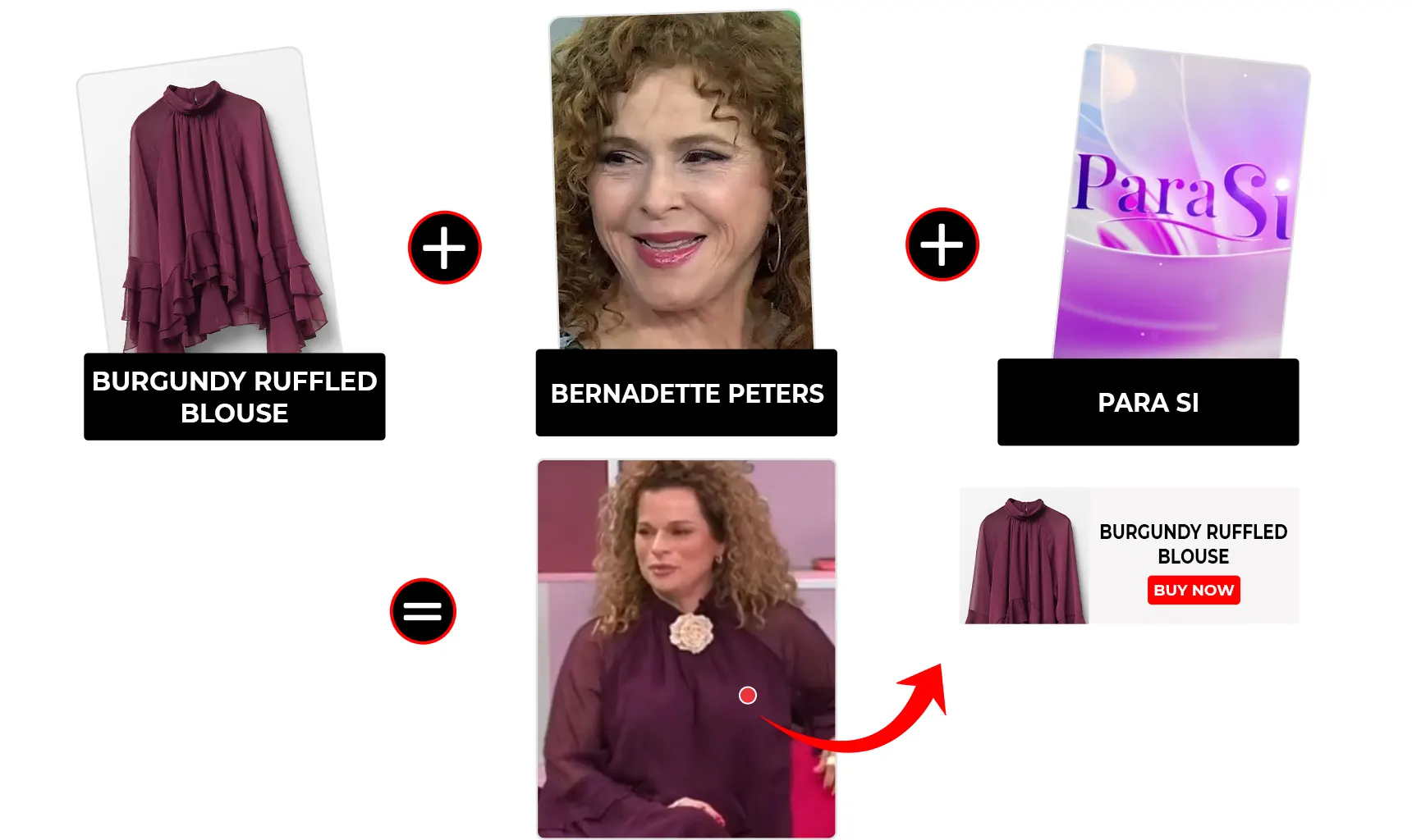 para si january 2026 bernadette peters burgundy ruffle blouse