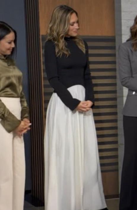 Good Morning America January 2026 Rhiannon Ally Black Top and White Skirt Dress