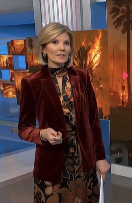 NBC News Daily January 2026 Kate Snow Burgundy Velvet Blazer