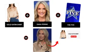 the five january 2026 dana perino gold satin shirt